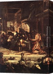 Picture of The Last Supper II Canvas Paintings - The Last Supper [detail 1] by Jacopo Robusti Tintoretto